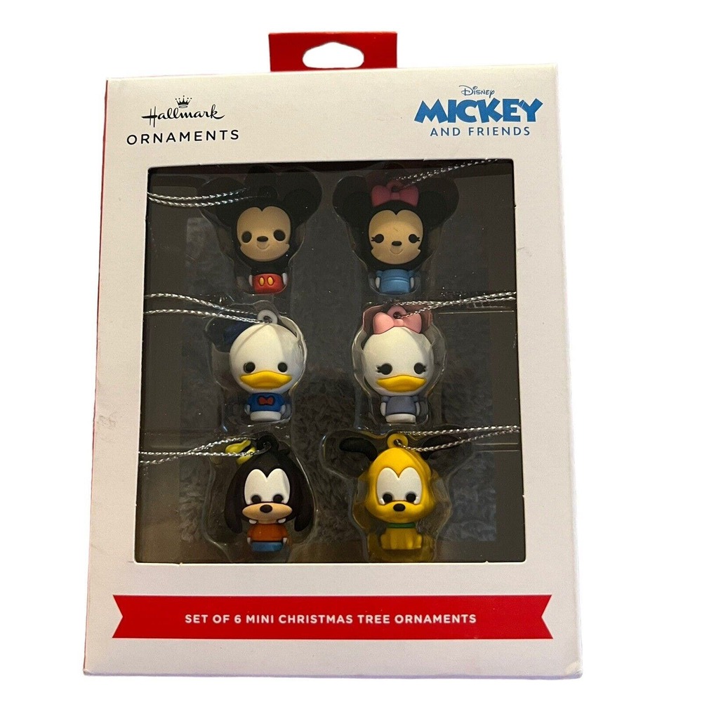 Hallmark Disney 6 Piece Mickey & Friends Mini Christmas Tree Ornament Set NEW